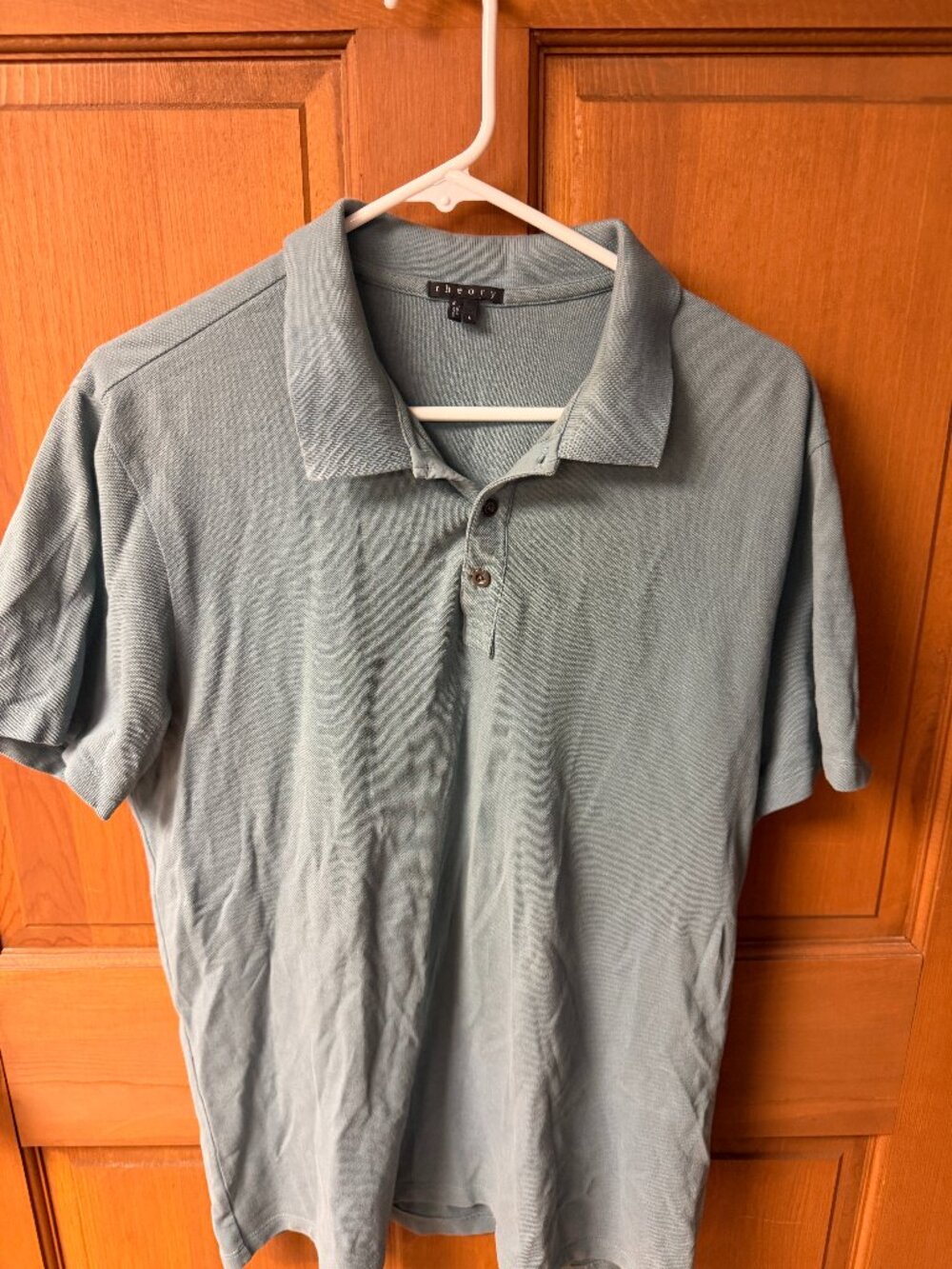 Theory Men's Light Blue Polo Shirt Size L In Great Shape